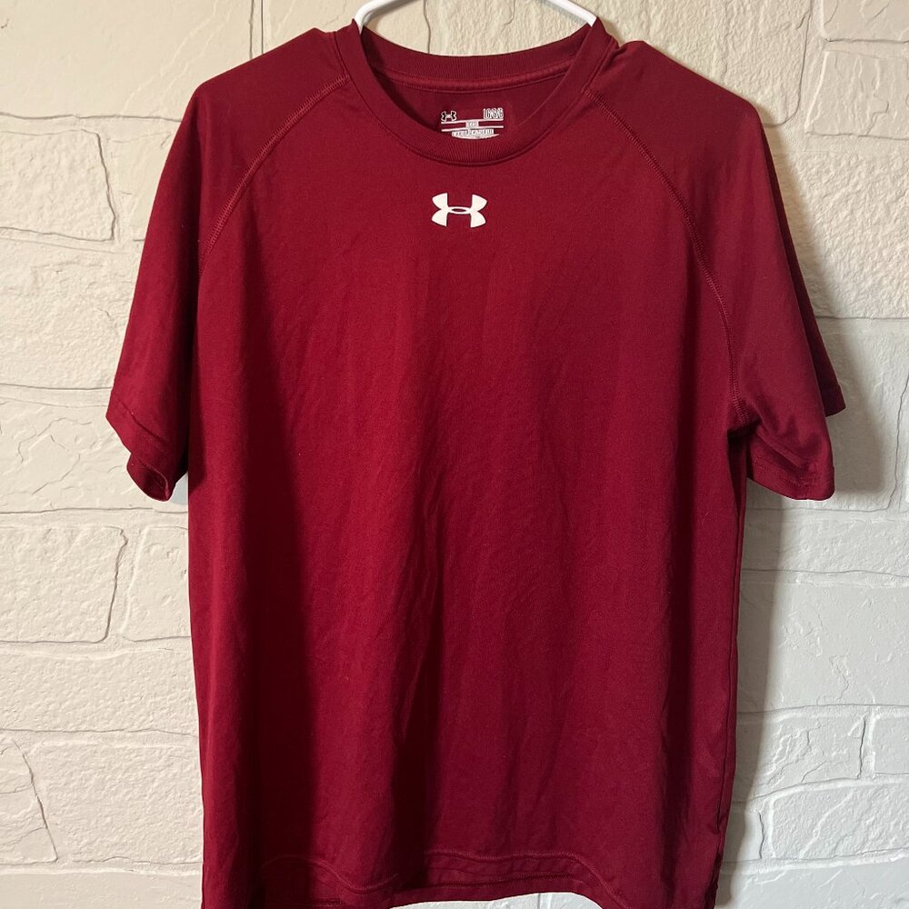 Red/Maroon Men's Short Sleeve Under Armour T-shirt - Picture 1 of 2